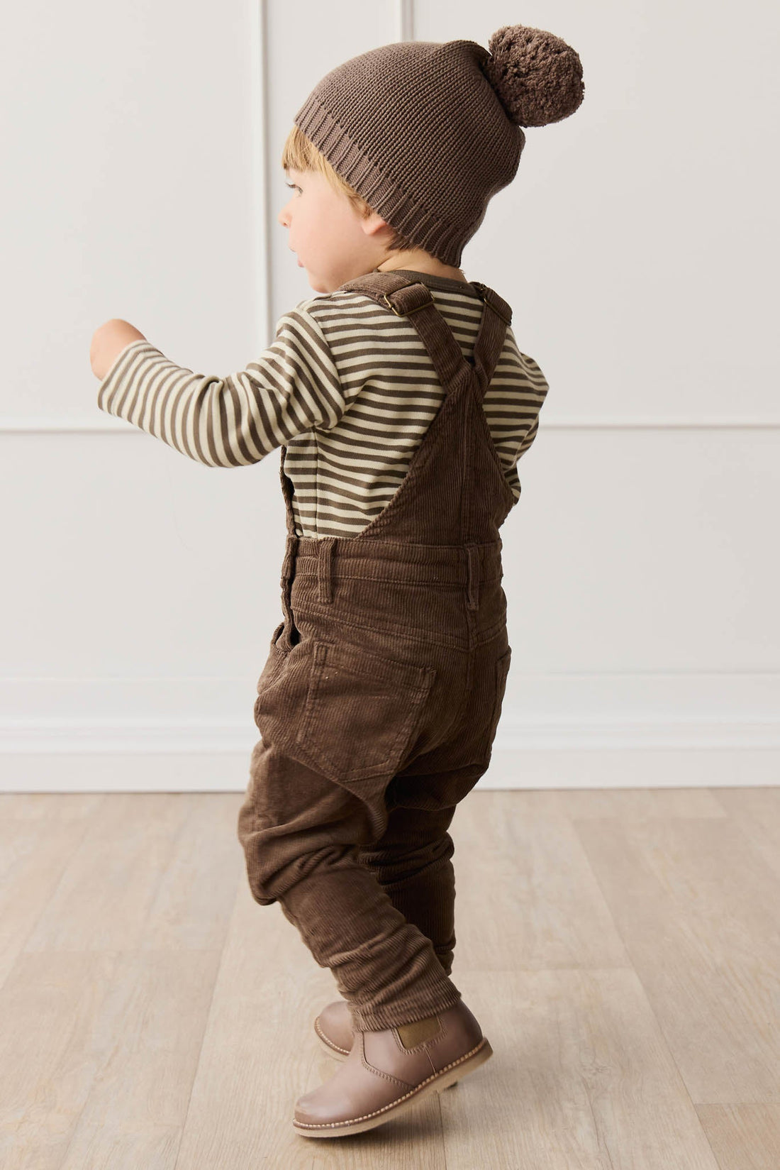 Pima Cotton Arnold Long Sleeve Top - Narrow Stripe Brownie/Biscuit Childrens Top from Jamie Kay USA