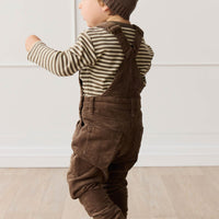 Pima Cotton Arnold Long Sleeve Top - Narrow Stripe Brownie/Biscuit Childrens Top from Jamie Kay USA