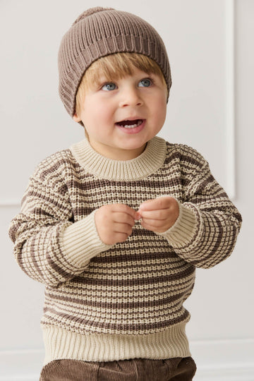 Leon Jumper - Harvest Stripe Brownie/Biscuit Childrens Jumper from Jamie Kay USA