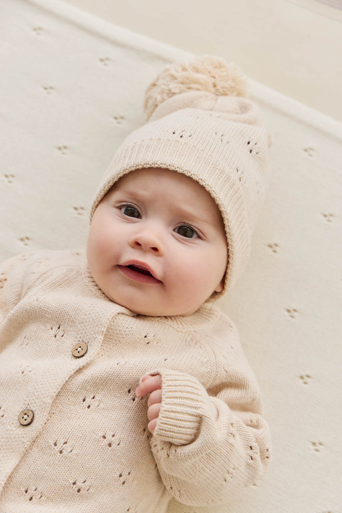 Alette Beanie - Light Oatmeal Marle Childrens Hat from Jamie Kay USA