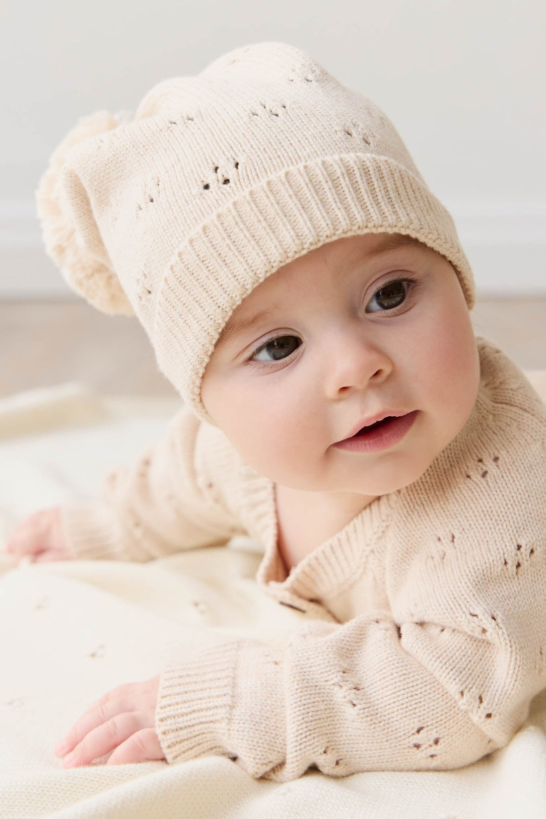 Alette Beanie - Light Oatmeal Marle Childrens Hat from Jamie Kay USA