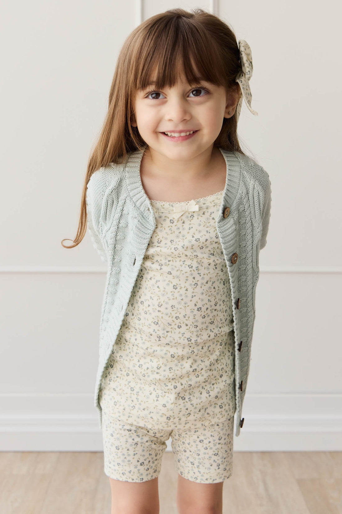 Organic Cotton Singlet - Dainty Egret Blues Childrens Singlet from Jamie Kay USA