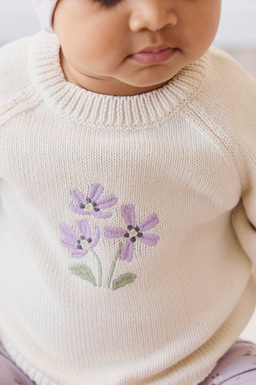 Macy Jumper - Cloud Meadow Flowers Placement Childrens Jumper from Jamie Kay USA