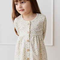 Organic Cotton Poppy Dress - Dainty Egret Blues Childrens Dress from Jamie Kay USA