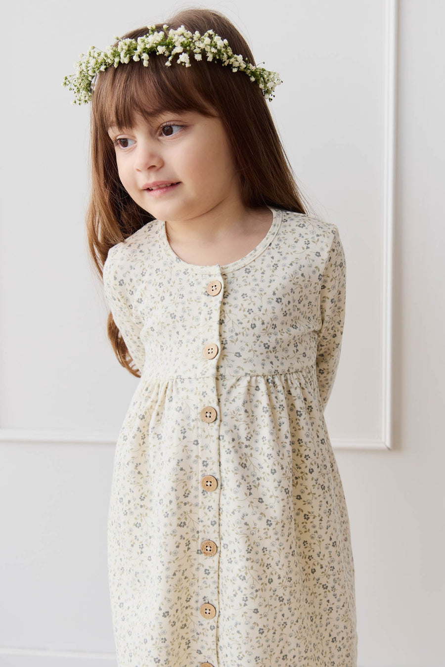 Organic Cotton Poppy Dress - Dainty Egret Blues Childrens Dress from Jamie Kay USA