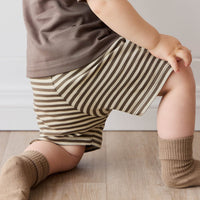 Pima Cotton Marley Short - Narrow Stripe Brownie/Biscuit Childrens Short from Jamie Kay USA