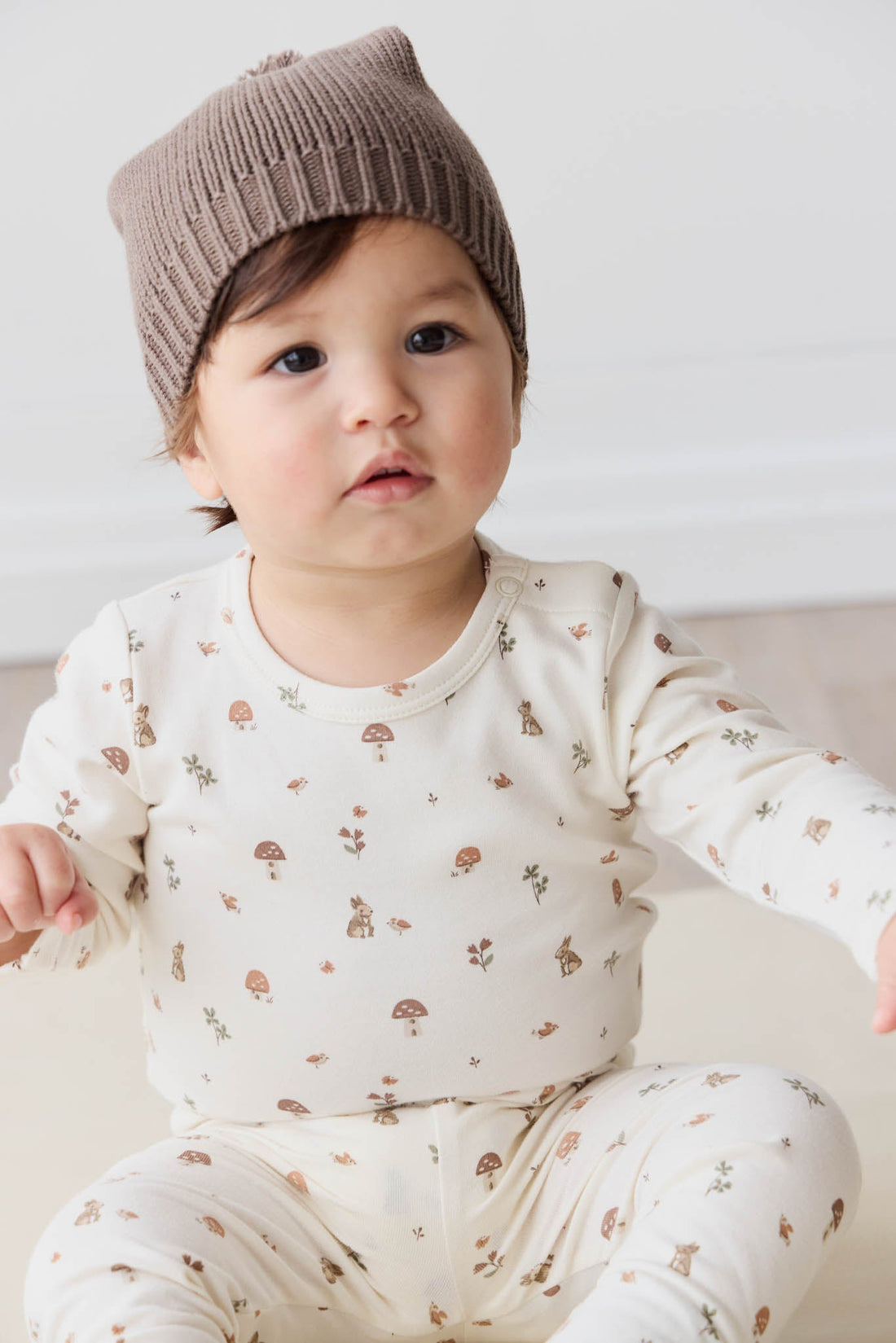 Organic Cotton Long Sleeve Bodysuit - Foraging Friends Childrens Bodysuit from Jamie Kay USA