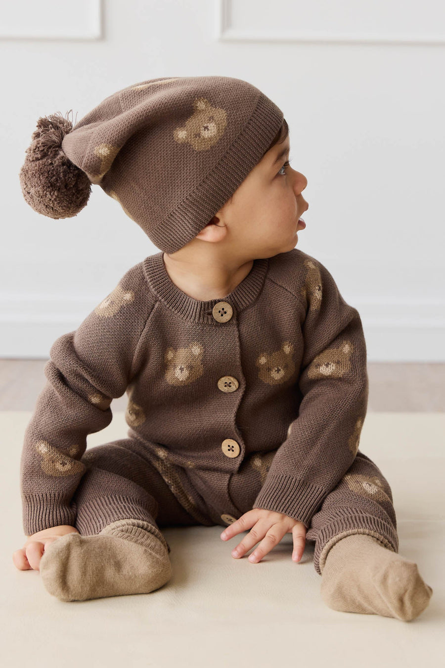 Ethan Hat - Bobbie Bear Brownie Childrens Beanie from Jamie Kay USA