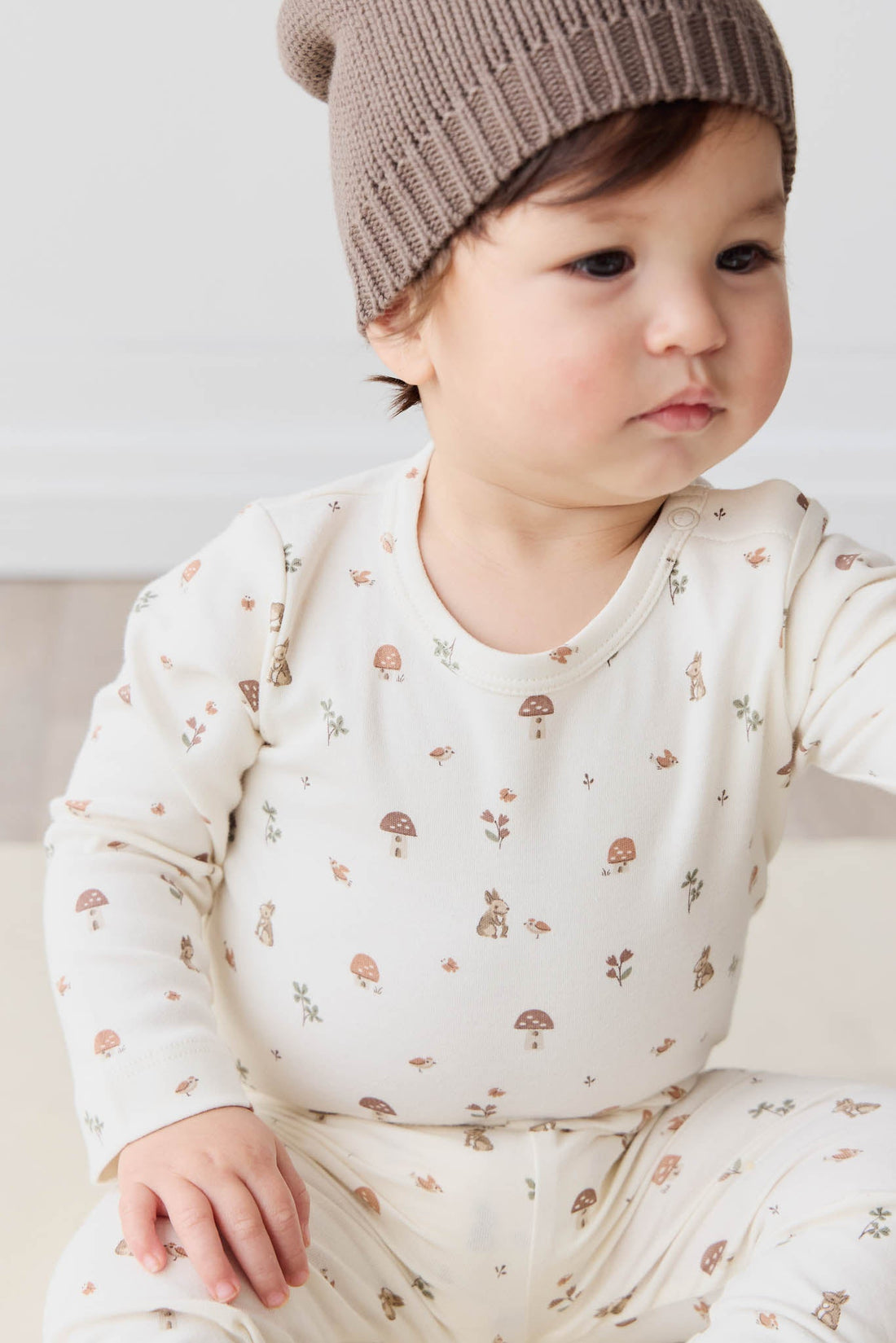 Organic Cotton Long Sleeve Bodysuit - Foraging Friends Childrens Bodysuit from Jamie Kay USA