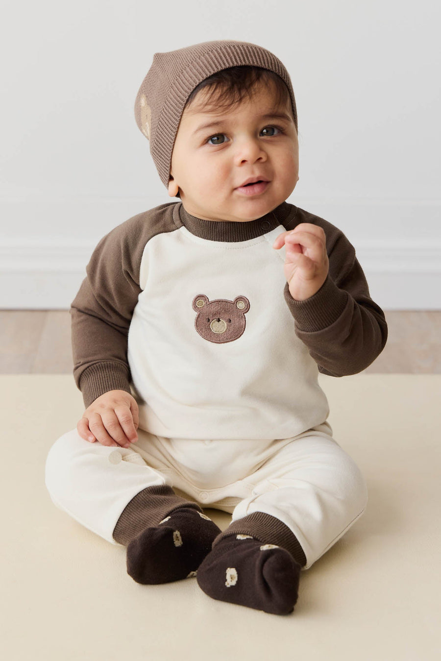 Organic Cotton Tao Sweatshirt Onepiece - Cloud Bobbie Bear Childrens Onepiece from Jamie Kay USA