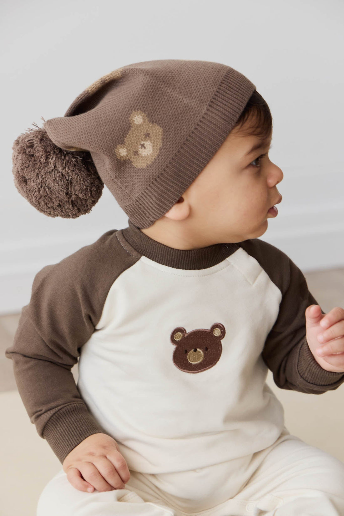 Organic Cotton Tao Sweatshirt Onepiece - Cloud Bobbie Bear Childrens Onepiece from Jamie Kay USA