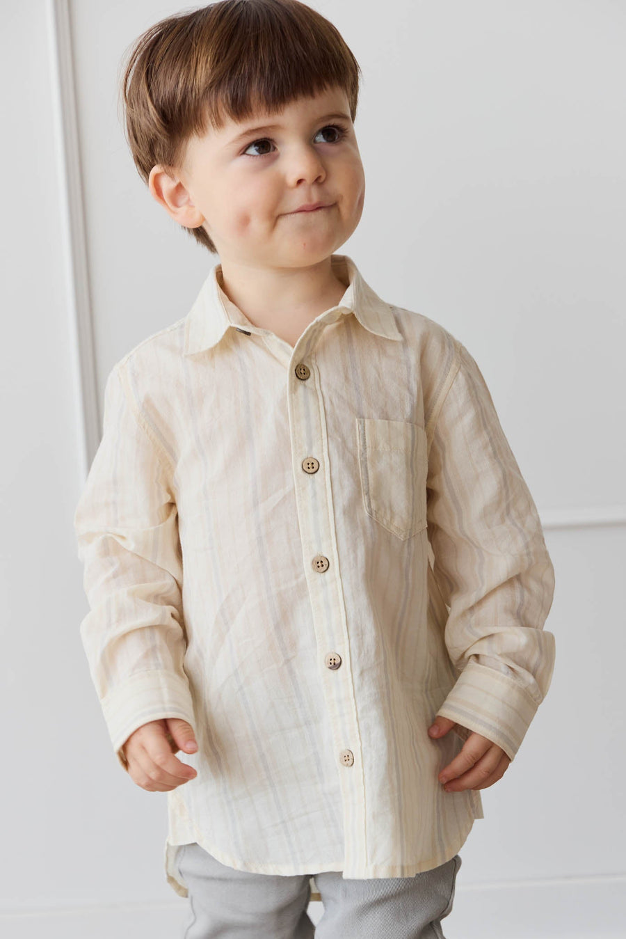 Isaiah Shirt - Coastal Stripe Cloud Childrens Shirt from Jamie Kay USA