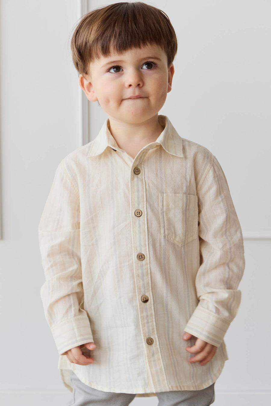 Isaiah Shirt - Coastal Stripe Cloud Childrens Shirt from Jamie Kay USA