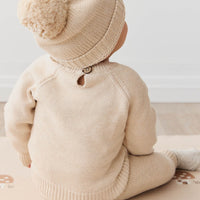 Ethan Jumper - Oatmeal Marle Jacquard Mushroom House Childrens Jumper from Jamie Kay USA