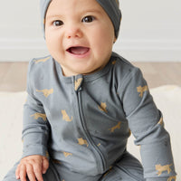 Organic Cotton Reese Zip Onepiece - Lenny Leopard Smoke Childrens Onepiece from Jamie Kay USA