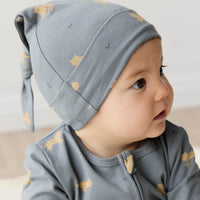 Organic Cotton Knot Beanie - Lenny Leopard Smoke Childrens Hat from Jamie Kay USA