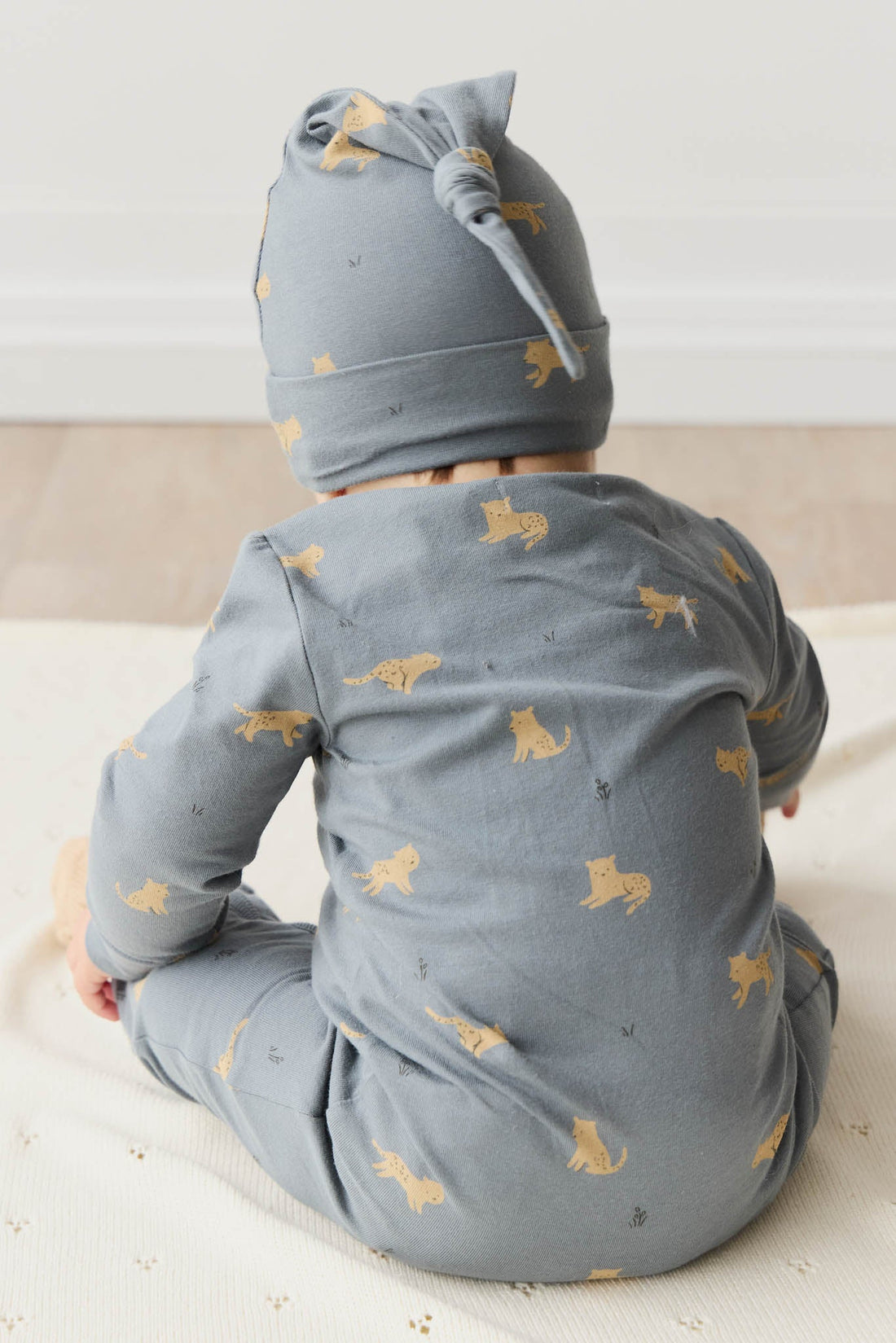 Organic Cotton Reese Zip Onepiece - Lenny Leopard Smoke Childrens Onepiece from Jamie Kay USA