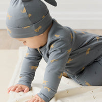 Organic Cotton Knot Beanie - Lenny Leopard Smoke Childrens Hat from Jamie Kay USA