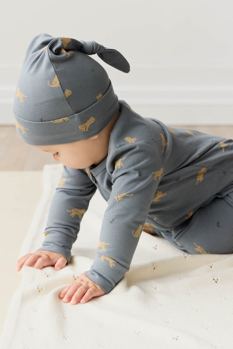 Organic Cotton Reese Zip Onepiece - Lenny Leopard Smoke Childrens Onepiece from Jamie Kay USA