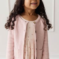 Aude Cardigan - Dainty Pink Marle Childrens Cardigan from Jamie Kay USA