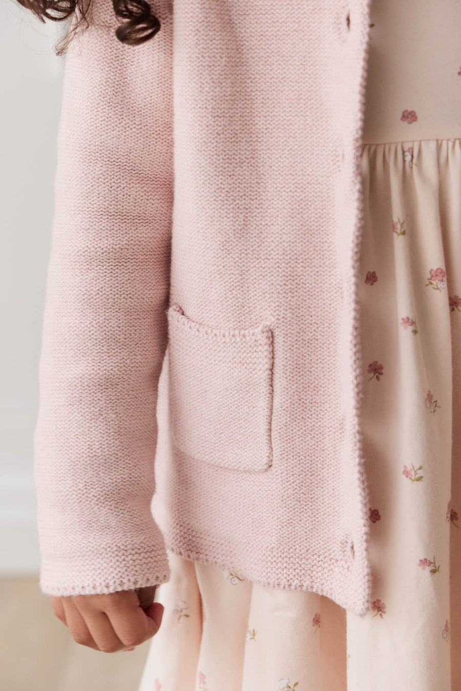 Aude Cardigan - Dainty Pink Marle Childrens Cardigan from Jamie Kay USA