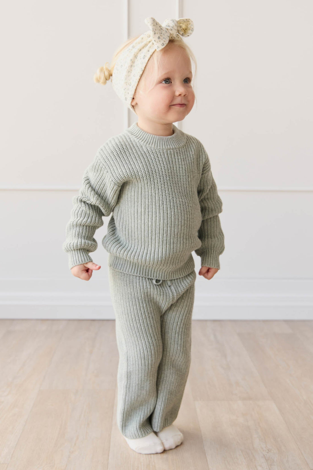 Morgan Knitted Pant - Mist Fleck Childrens Pant from Jamie Kay USA