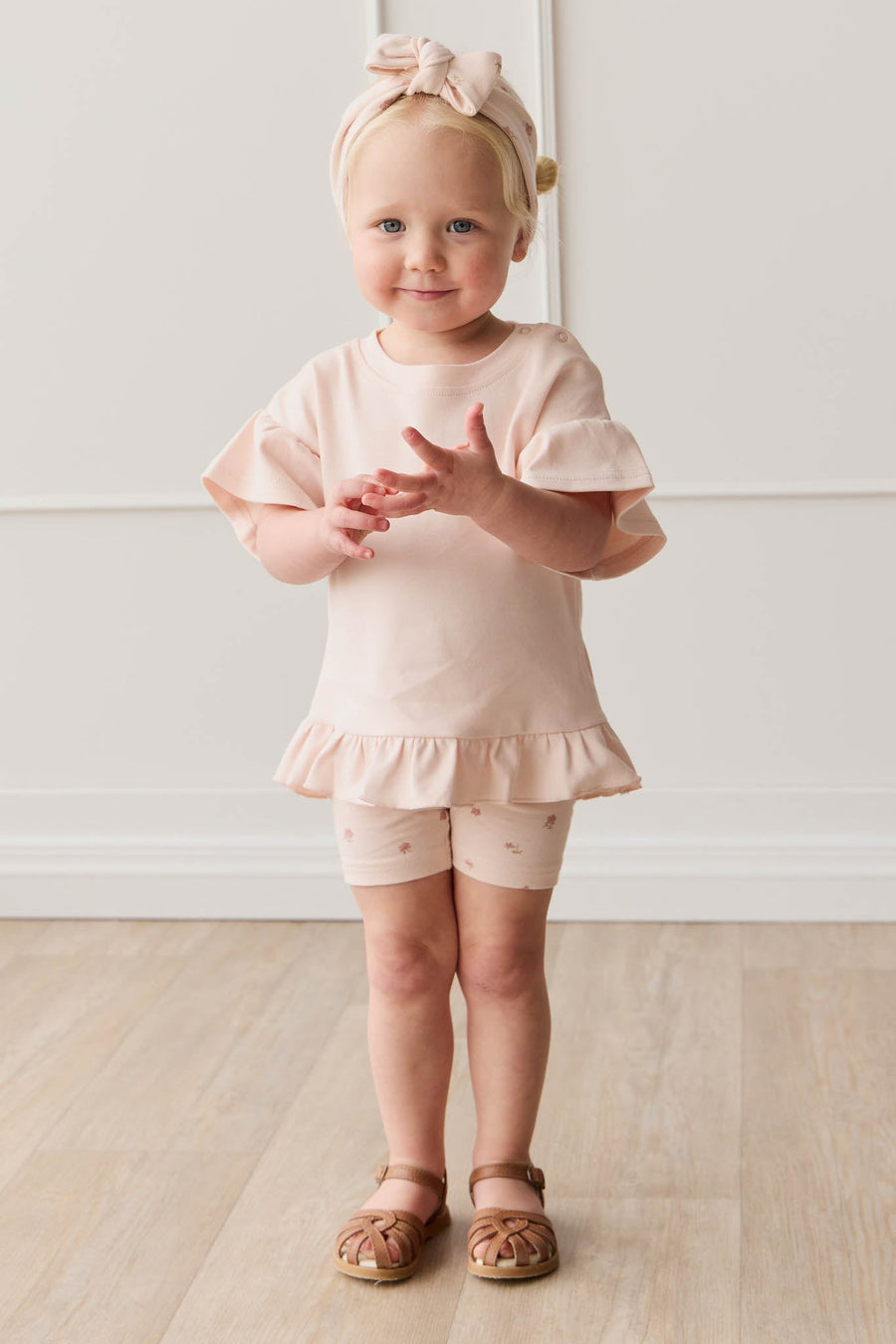 Pima Cotton Courtney Ruffle Top - Dainty Pink Childrens Top from Jamie Kay USA