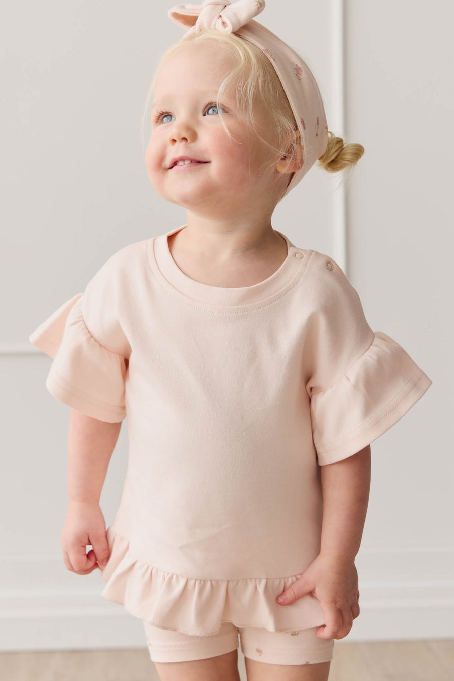 Pima Cotton Courtney Ruffle Top - Dainty Pink Childrens Top from Jamie Kay USA