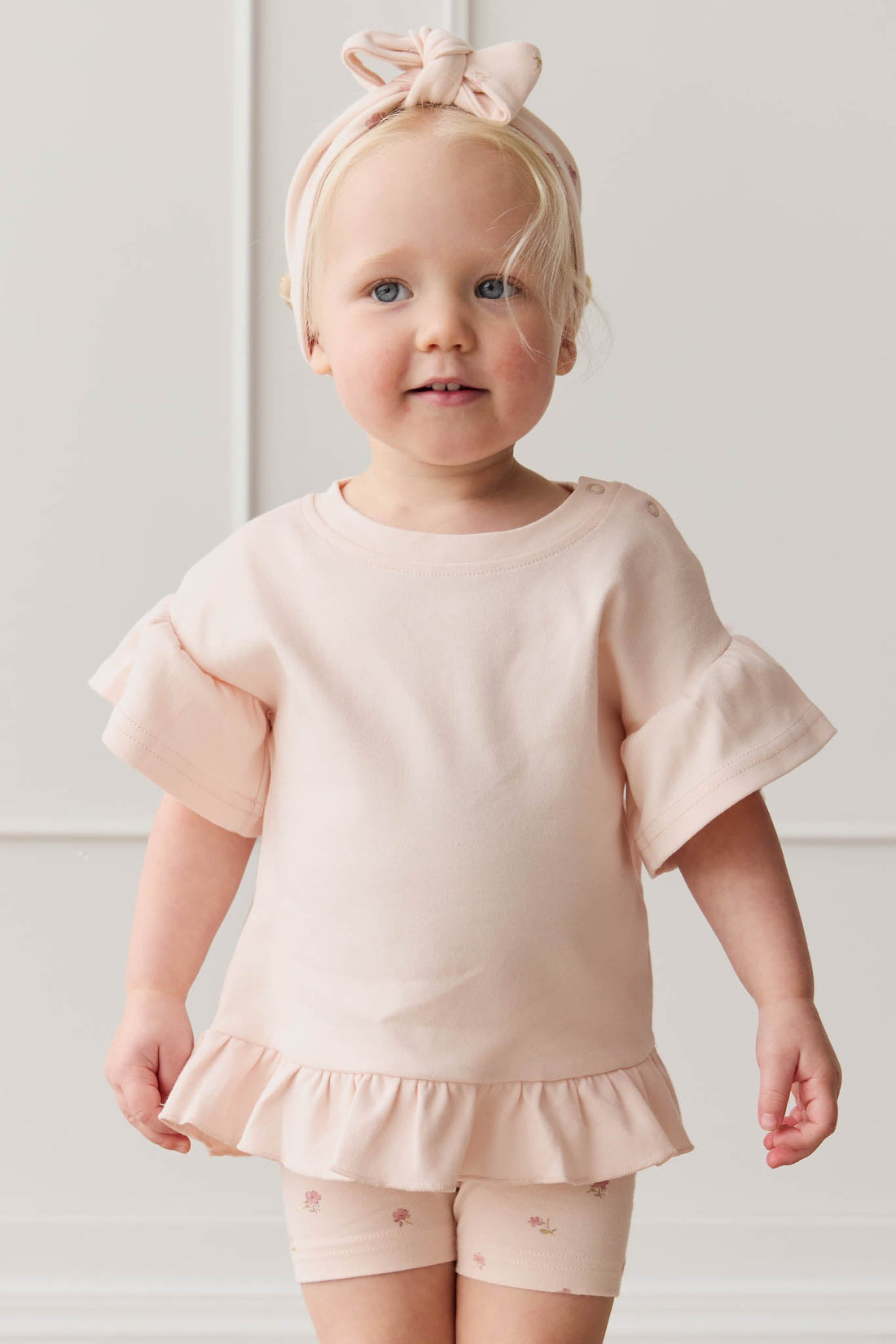 Pima Cotton Courtney Ruffle Top - Dainty Pink Childrens Top from Jamie Kay USA