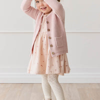 Aude Cardigan - Dainty Pink Marle Childrens Cardigan from Jamie Kay USA