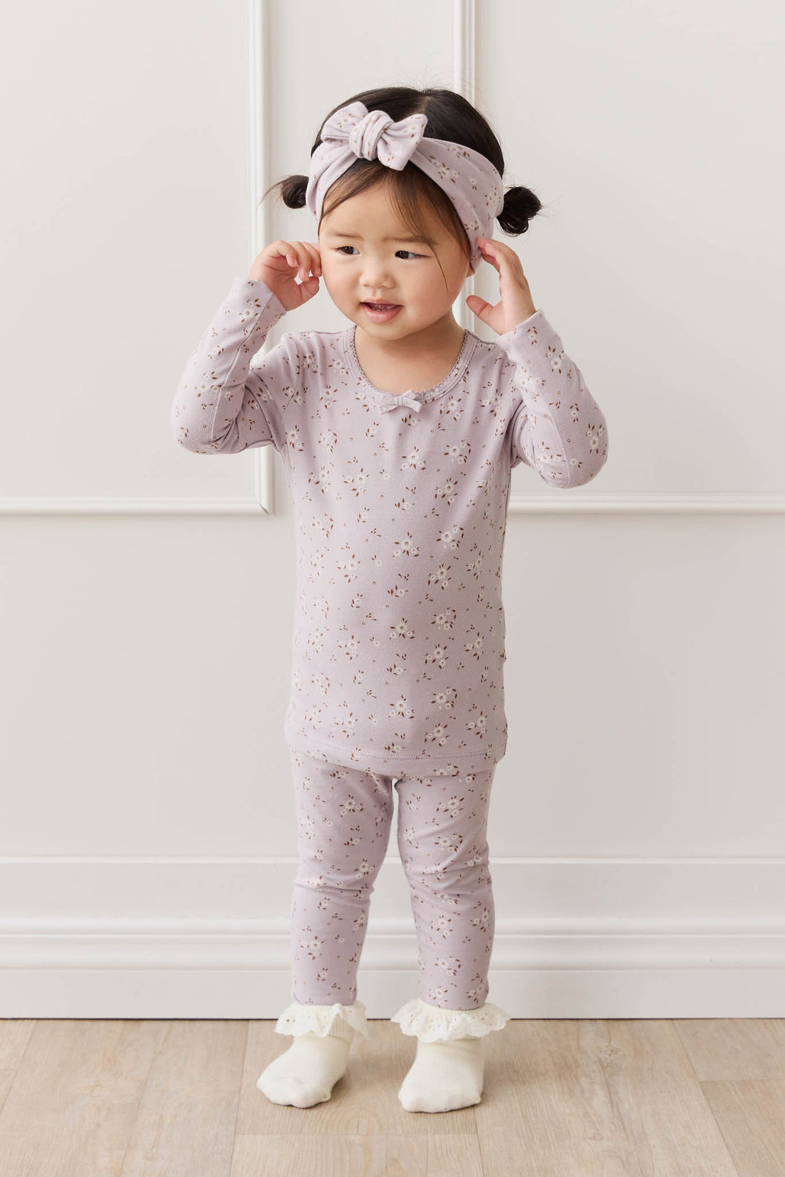 Organic Cotton Long Sleeve Top - Lulu Bloom Iris Childrens Top from Jamie Kay USA