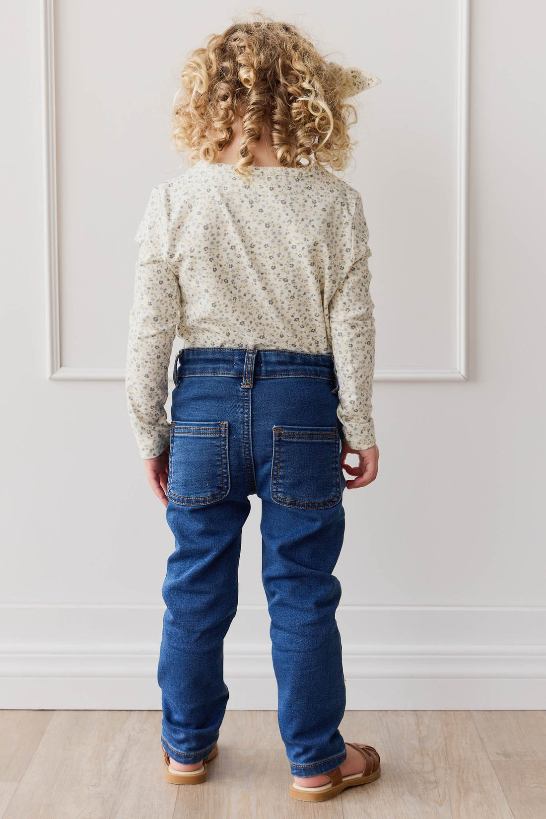 Organic Cotton Long Sleeve Top - Dainty Egret Blues Childrens Top from Jamie Kay USA