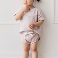 Organic Cotton Ivy Shortie - Simple Flowers Lilac Childrens Short from Jamie Kay USA