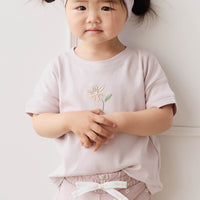 Organic Cotton Ivy Shortie - Simple Flowers Lilac Childrens Short from Jamie Kay USA