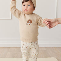 Ethan Jumper - Oatmeal Marle Jacquard Mushroom House Childrens Jumper from Jamie Kay USA