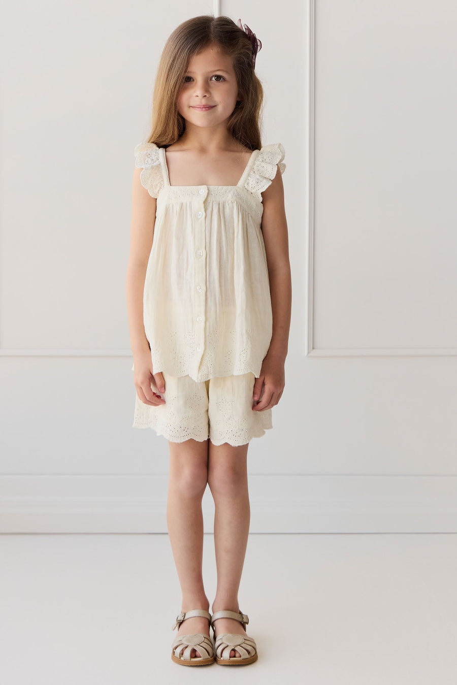 Organic Cotton Muslin Anja Top - Parchment Childrens Top from Jamie Kay USA