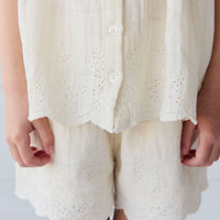 Organic Cotton Muslin Anja Short - Parchment Childrens Short from Jamie Kay USA