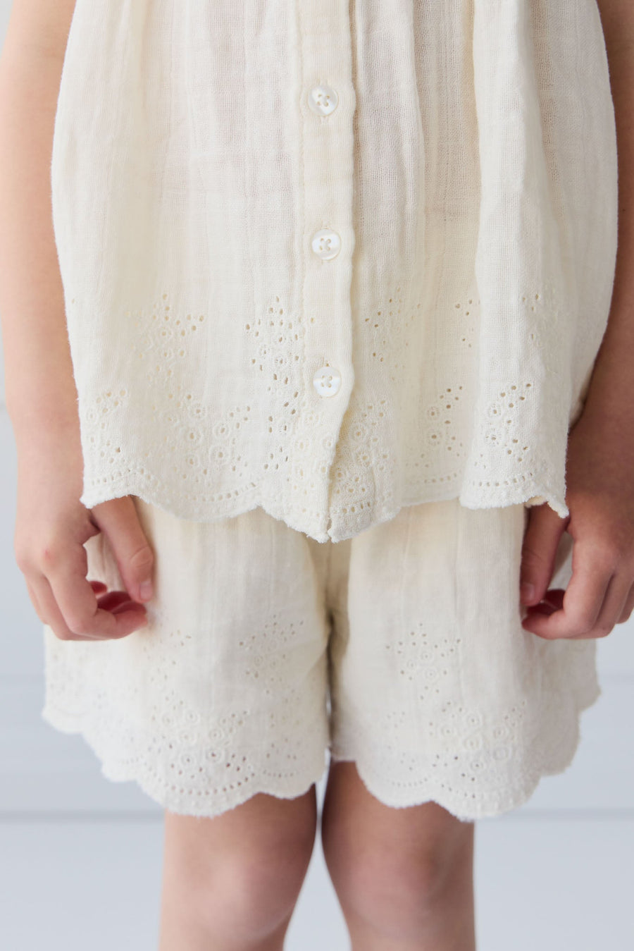 Organic Cotton Muslin Anja Short - Parchment Childrens Short from Jamie Kay USA