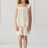 Organic Cotton Muslin Anja Short - Parchment Childrens Short from Jamie Kay USA