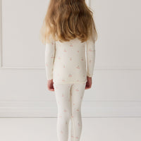 Bamboo Ari Long Sleeve Pyjama Set - Cherry Love Parchment Childrens Pyjama from Jamie Kay USA