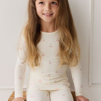 Bamboo Ari Long Sleeve Pyjama Set - Cherry Love Parchment Childrens Pyjama from Jamie Kay USA