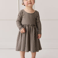 Organic Cotton Tallulah Dress - Mini Gingham Bistre Childrens Dress from Jamie Kay USA