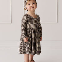 Organic Cotton Tallulah Dress - Mini Gingham Bistre Childrens Dress from Jamie Kay USA