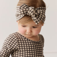 Organic Cotton Headband - Mini Gingham Bistre Childrens Headband from Jamie Kay USA