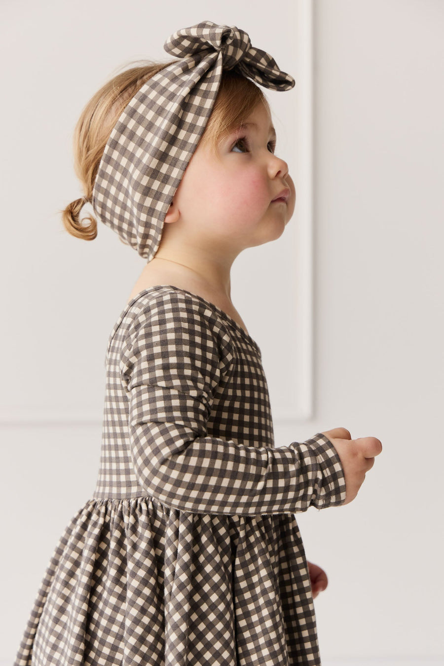 Organic Cotton Tallulah Dress - Mini Gingham Bistre Childrens Dress from Jamie Kay USA