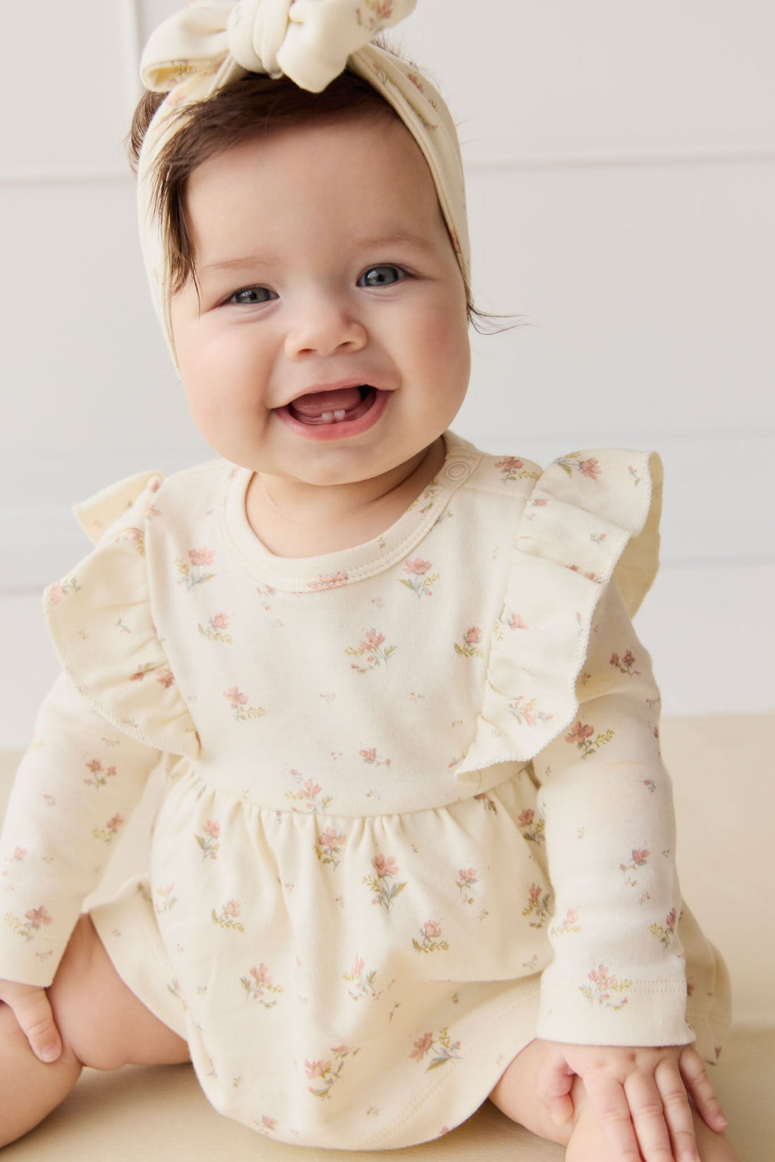 Organic Cotton Vivienne Playsuit - Emilia Egret Childrens Playsuit from Jamie Kay USA