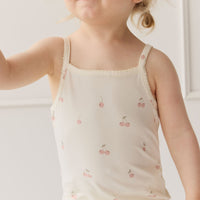 Bamboo Ari Singlet Pyjama Set - Cherry Love Parchment Childrens Pyjama from Jamie Kay USA