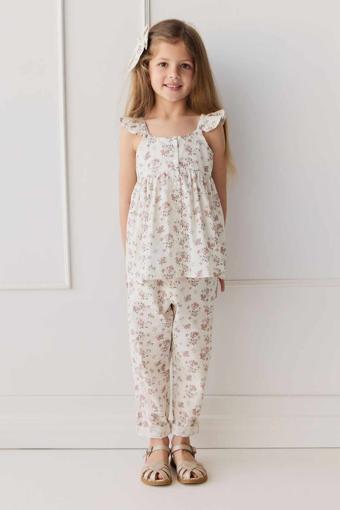 Organic Cotton Elodie Pant - Selena Blush Childrens Pant from Jamie Kay USA