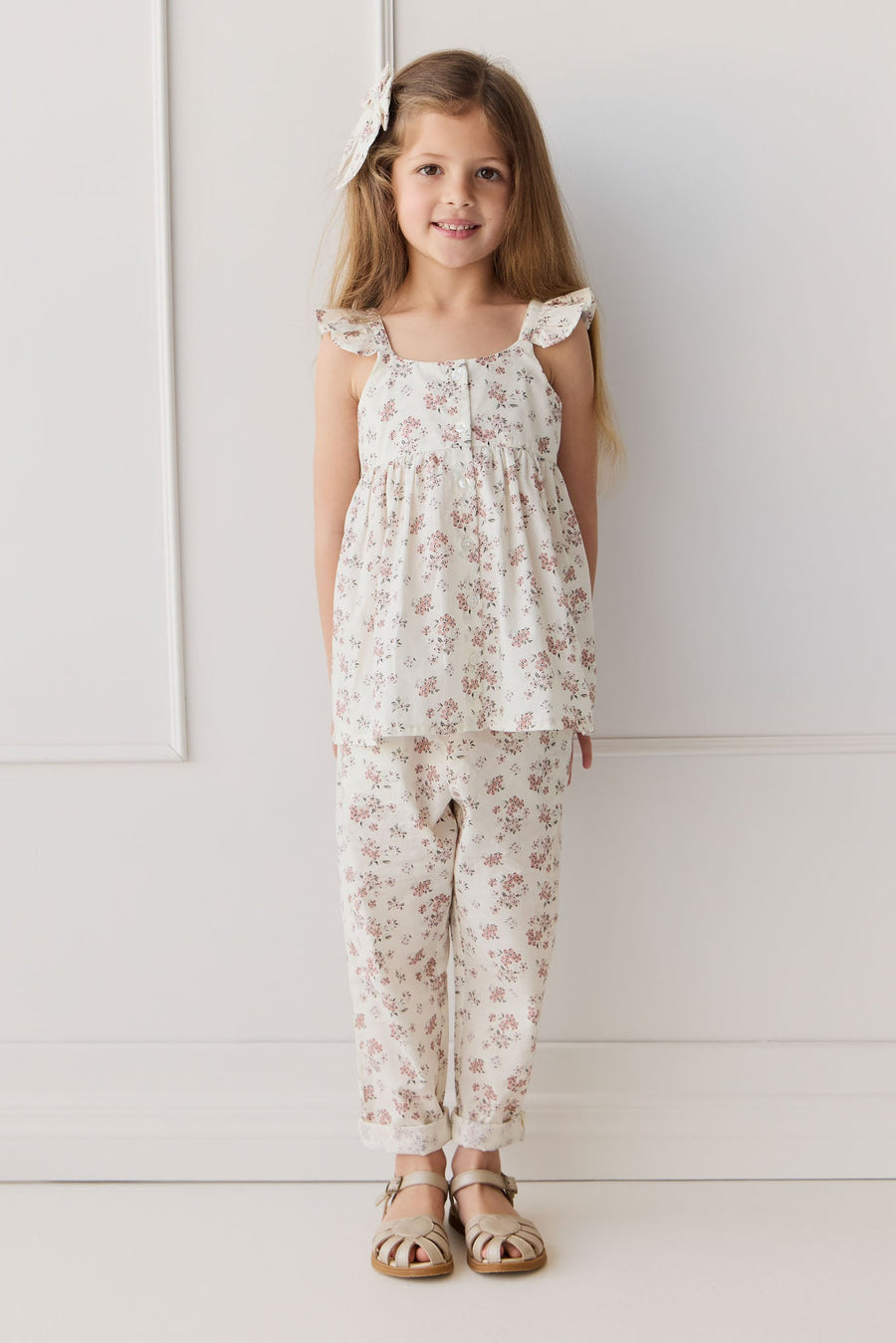 Organic Cotton Elodie Pant - Selena Blush Childrens Pant from Jamie Kay USA