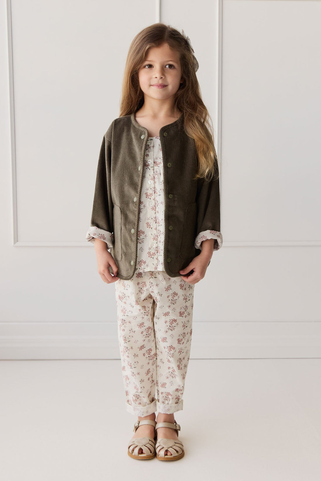 Organic Cotton Elodie Pant - Selena Blush Childrens Pant from Jamie Kay USA